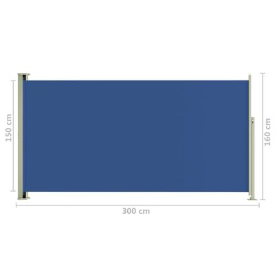 vidaXL Ištraukiama šoninė kiemo pertvara, mėlynos spalvos, 160x300cm