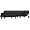 vidaXL L formos sofa-lova, juodos spalvos, 260x140x70cm, aksomas
