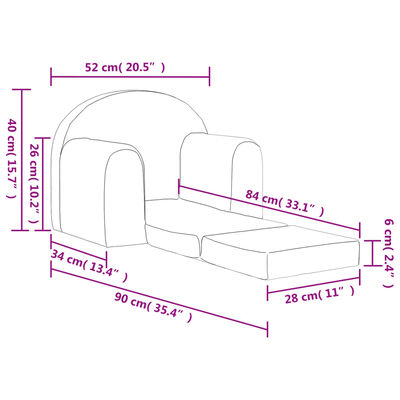 vidaXL Vaikiška sofa-lova, šviesiai pilkos spalvos, minkštas pliušas