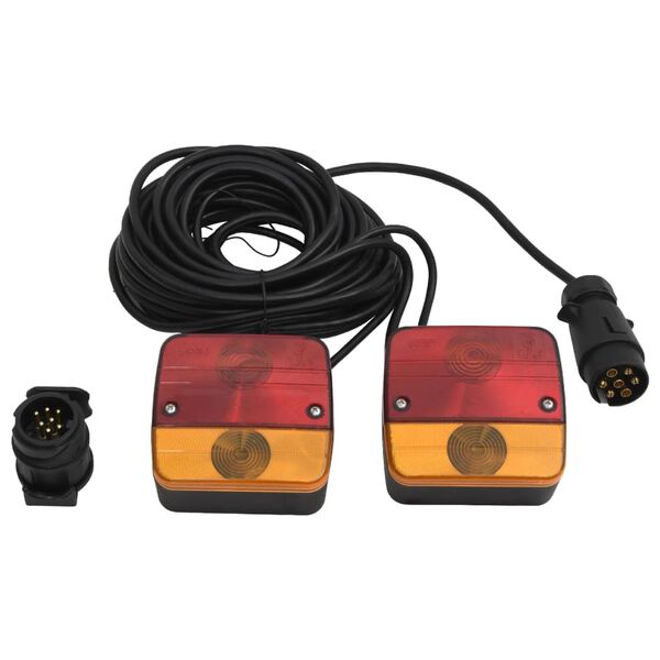 vidaXL Priekabos žibintai, 2vnt., raudoni, 10,5x5x9,5cm, 12V lemputė