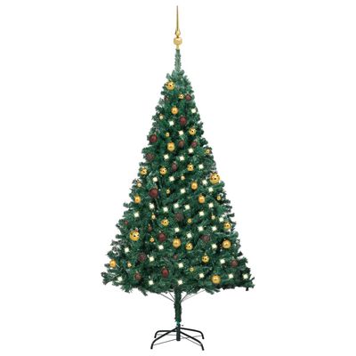 vidaXL Dirbtinė Kalėdų eglutė su žaisliukais, žalia, 180cm, PVC