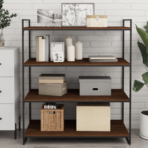 vidaXL Sieninės lentynos, 4vnt., rudos ąžuolo, 100x50x1,5cm, mediena