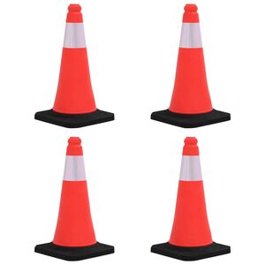 vidaXL Įspėjamieji kūgiai su tvirtais pagrindais, 4vnt., 50cm