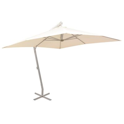 vidaXL Pakabin. skėtis nuo saulės, 300x300cm, alium. kotas, smėlio sp.