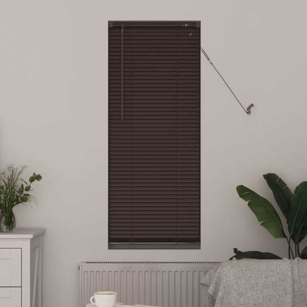 vidaXL Venecijos žaliuzės Tamsiai ruda su ra&scaron;tu 150 x 60 cm PVC