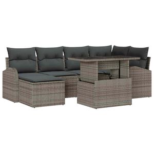 vidaXL Sodo Sofų Rinkinys su pagalve 7 pcs Pilka