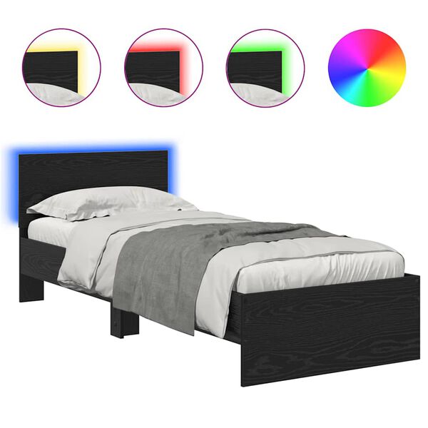 vidaXL Lovos rėmas Juodas ąžuolas 75 x 190 cm Apdirbta mediena