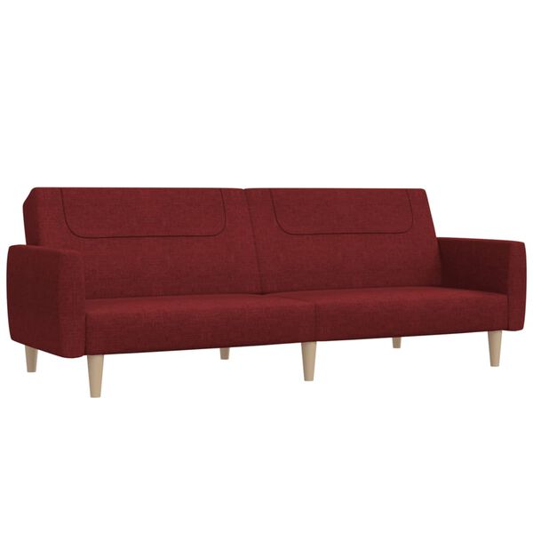 vidaXL Dvivietė sofa-lova, raudonojo vyno spalvos, audinys