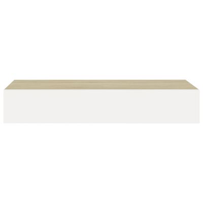 vidaXL Sieninė lentyna su stalčiumi, ąžuolo/balta, 60x23,5x10cm, MDF