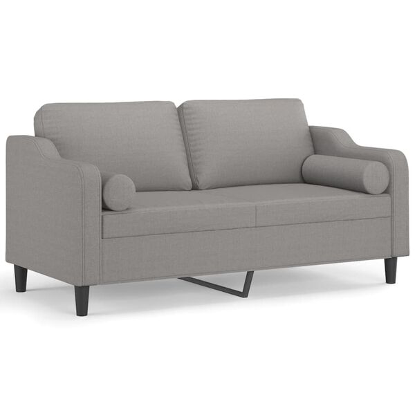 vidaXL Dvivietė sofa su pagalvėmis, &scaron;viesiai pilka, 140cm, audinys