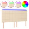 vidaXL Galvūgalis su LED, kreminės spalvos, 180x5x118/128cm, audinys