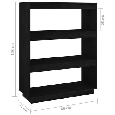 vidaXL Spintelė knygoms/kambario pertvara, juoda, 80x35x103cm, pušis