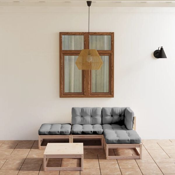 vidaXL Sodo komplektas su pagalvėlėmis, 5 dalių, pu&scaron;ies masyvas