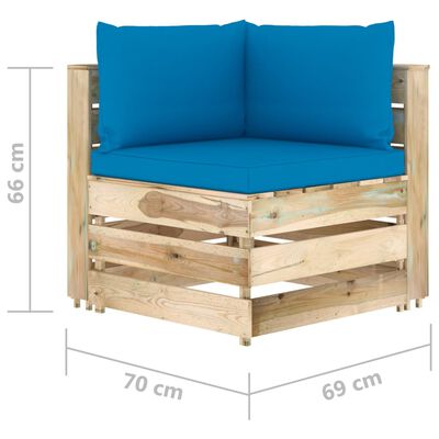 vidaXL Sodo komplektas su pagalvėlėmis, 9 dalių, impregnuota mediena