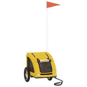 vidaXL Dviračio priekaba augintiniams, geltona, audinys/geležis