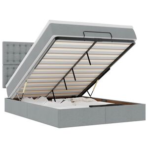 vidaXL Osmanų lova su čiužiniu, pilkas, 140x190cm, audinys