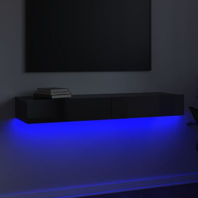 vidaXL TV spintelė su LED apšvietimu, pilka, 120x35x15,5cm, blizgi