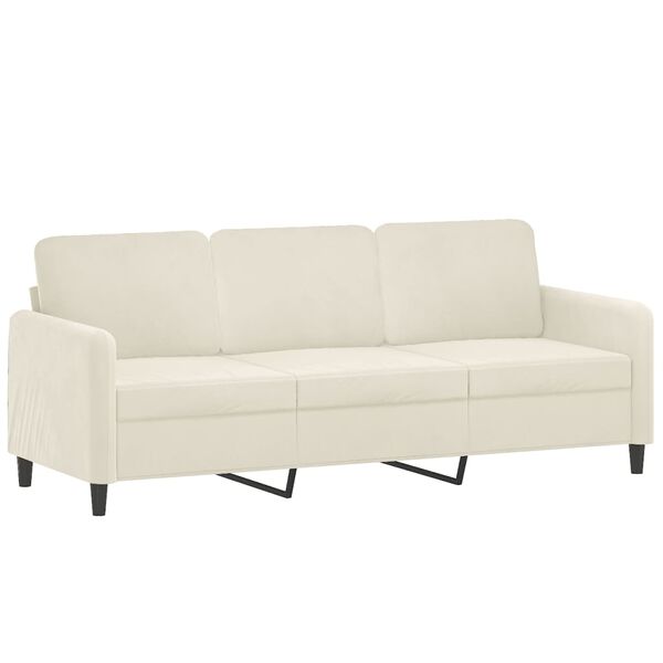 vidaXL Trivietė sofa, kreminės spalvos, 180cm, aksomas