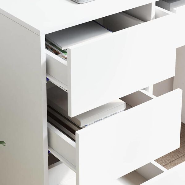 vidaXL Stalas su stalčių Balta 90 x 37.5 x 75 cm Apdirbta mediena