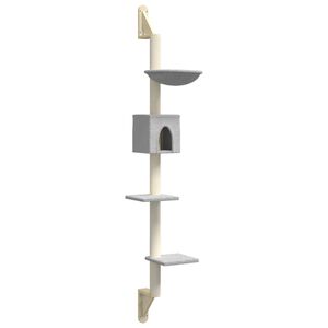 vidaXL Draskyklė katėms su draskymo stovu, &scaron;viesiai pilka, 187cm