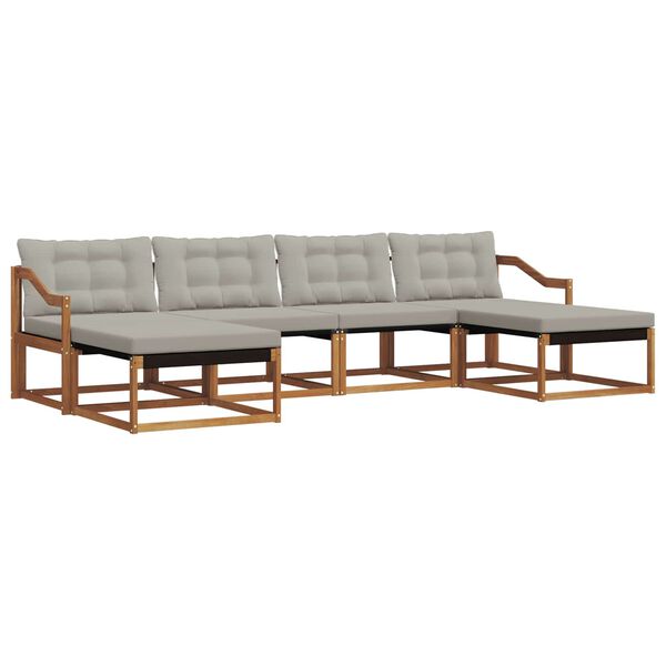 vidaXL Lauko sofos komplektas 6 pcs Natūrali ir &scaron;viesiai pilka