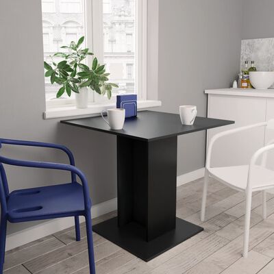 vidaXL Valgomojo stalas, juodos spalvos, 80x80x75 cm, apdirbta mediena