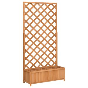 vidaXL Vazonas su grotelėmis, rudas, 90x35x180cm, eglės medienos masyvas