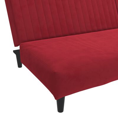 vidaXL Dvivietė sofa-lova, raudonojo vyno spalvos, aksomas