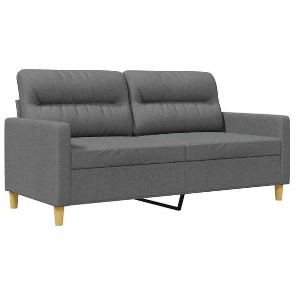 vidaXL Dvivietė sofa, tamsiai pilkos spalvos, 140cm, audinys
