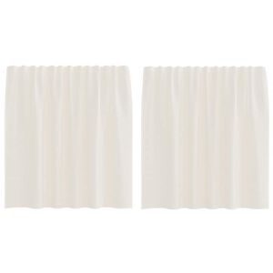 vidaXL Voilės užuolaidos su ki&scaron;enėmis karnizui, 2 vnt., kreminės spalvos