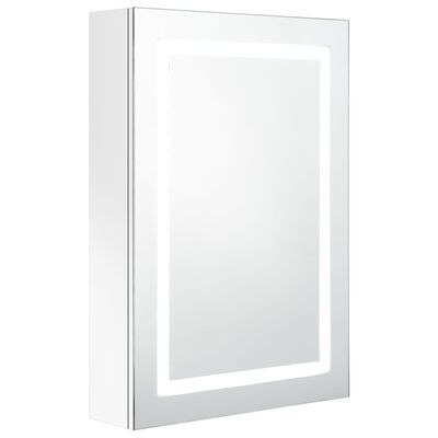 vidaXL Veidrodinė vonios spintelė su LED, balta, 50x13x70cm, blizgi