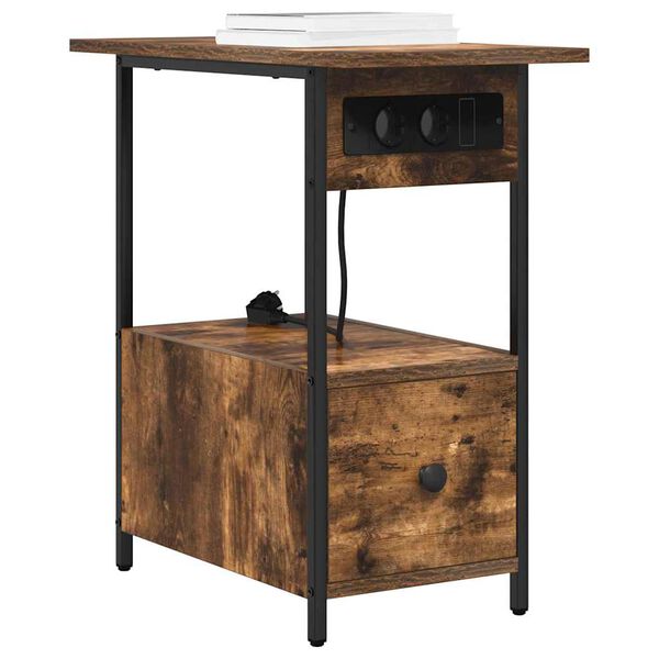 vidaXL &Scaron;alia lovos spintelė su stalčių Rūkyta ąžuolas 60 x 30 x 61 cm