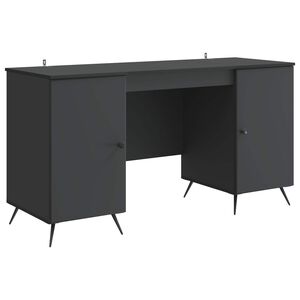 vidaXL Stalas su lentyna Juoda 142,5 x 50 x 75 cm Apdirbta mediena