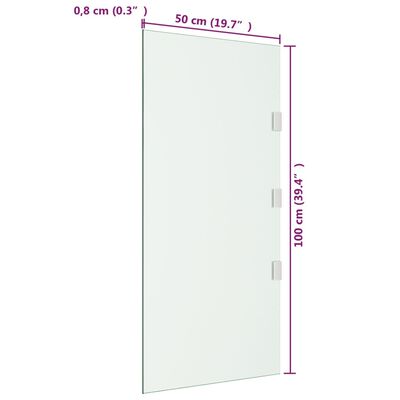 vidaXL Šoninė sienelė stogeliui durims, skaidri, 50x100cm, stiklas