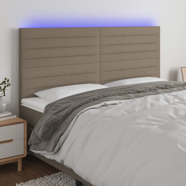 vidaXL Galvūgalis su LED, taupe spalvos, 160x5x118/128cm, audinys