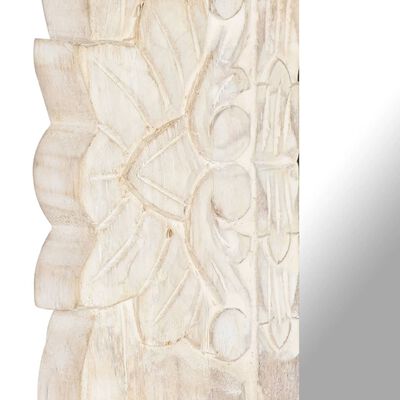 vidaXL Veidrodis, baltos spalvos, 80x50cm, mango medienos masyvas