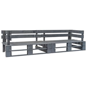 vidaXL Dvivietė sodo sofa i&scaron; palečių, pilkos spalvos, mediena