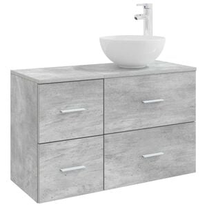 vidaXL Vonios baldų rinkinys 2 pcs Betono pilka Apdirbta mediena