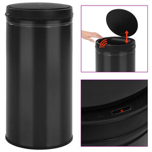 vidaXL Automatinė &scaron;iuk&scaron;liadėžė su jutikliu, juoda, plienas, 70l