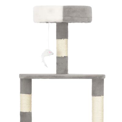 vidaXL Draskyklė katėms su stovais iš sizalio, pilkos sp., 180 cm