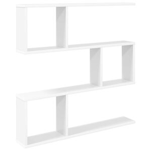 vidaXL Sieninė lentyna Balta 80 x 12 x 79,5 cm Apdirbta mediena