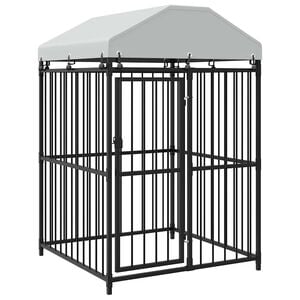 vidaXL Lauko voljeras &scaron;unims su stogu, 120x120x150cm
