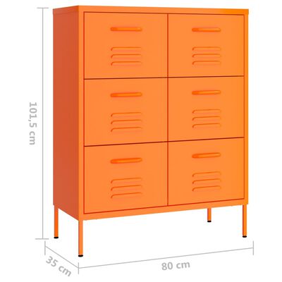 vidaXL Spintelė su stalčiais, oranžinė, 80x35x101,5cm, plienas