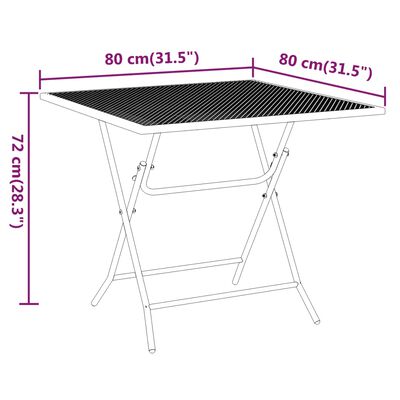 vidaXL Sodo stalas, antracito, 80x80x72cm, plėsto metalo tinklelis