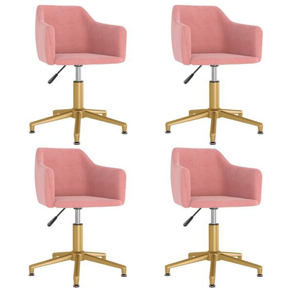 vidaXL Pasukamos valgomojo kėdės, 4vnt., rožinės spalvos, aksomas