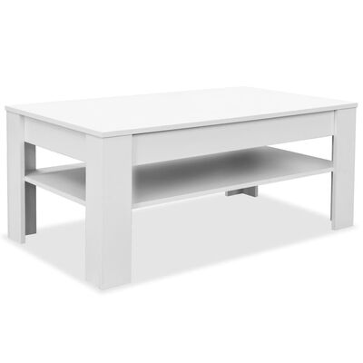 vidaXL Kavos staliukas, baltos spalvos, 110x65x48cm, apdirbta mediena