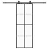 vidaXL Stumdomos durys su įrangos rinkiniu, juodas, 76x205 cm, ESG ir