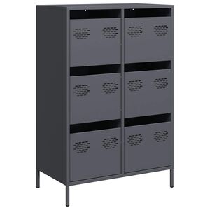 vidaXL Komoda, antracito spalvos, 68x39x101,5cm, plienas