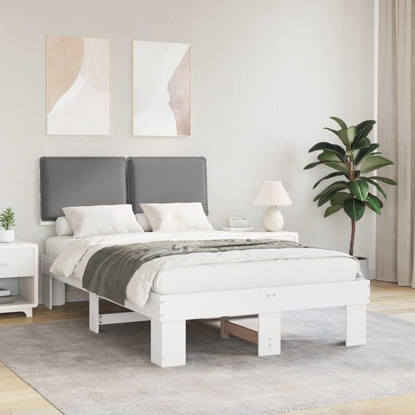 vidaXL Lovo rėmas su apmu&scaron;tu galvūgaliu &Scaron;viesiai pilka 120 x 200 cm