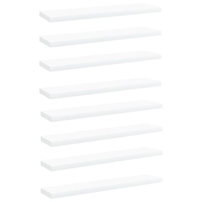 vidaXL Knygų lentynos plokštės, 8vnt., baltos, 40x10x1,5cm, MDP